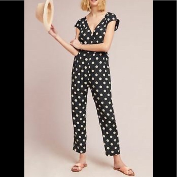 Anthropologie Pants - Anthro B&W polka dot jumper Sz S